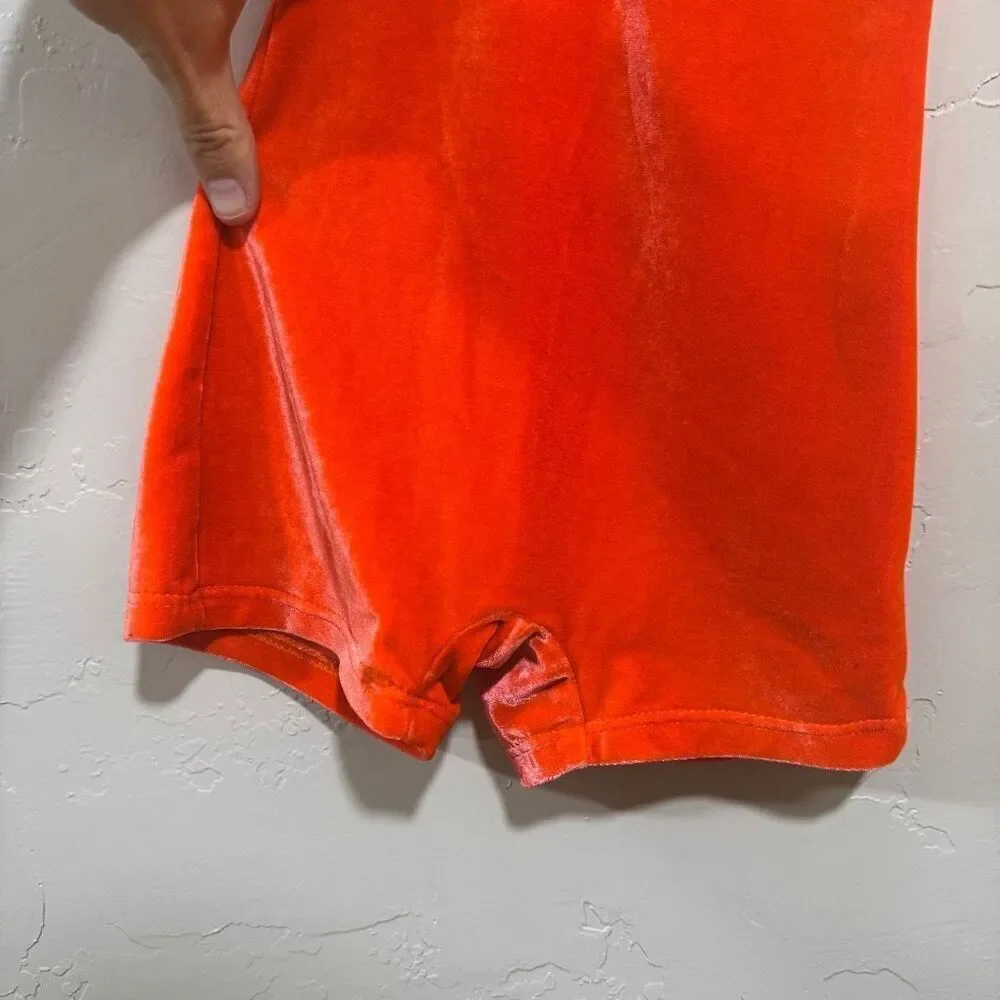 Motionwear Gymnastic leotard Orange velvet with Geometric Pattern Girls size 6x/